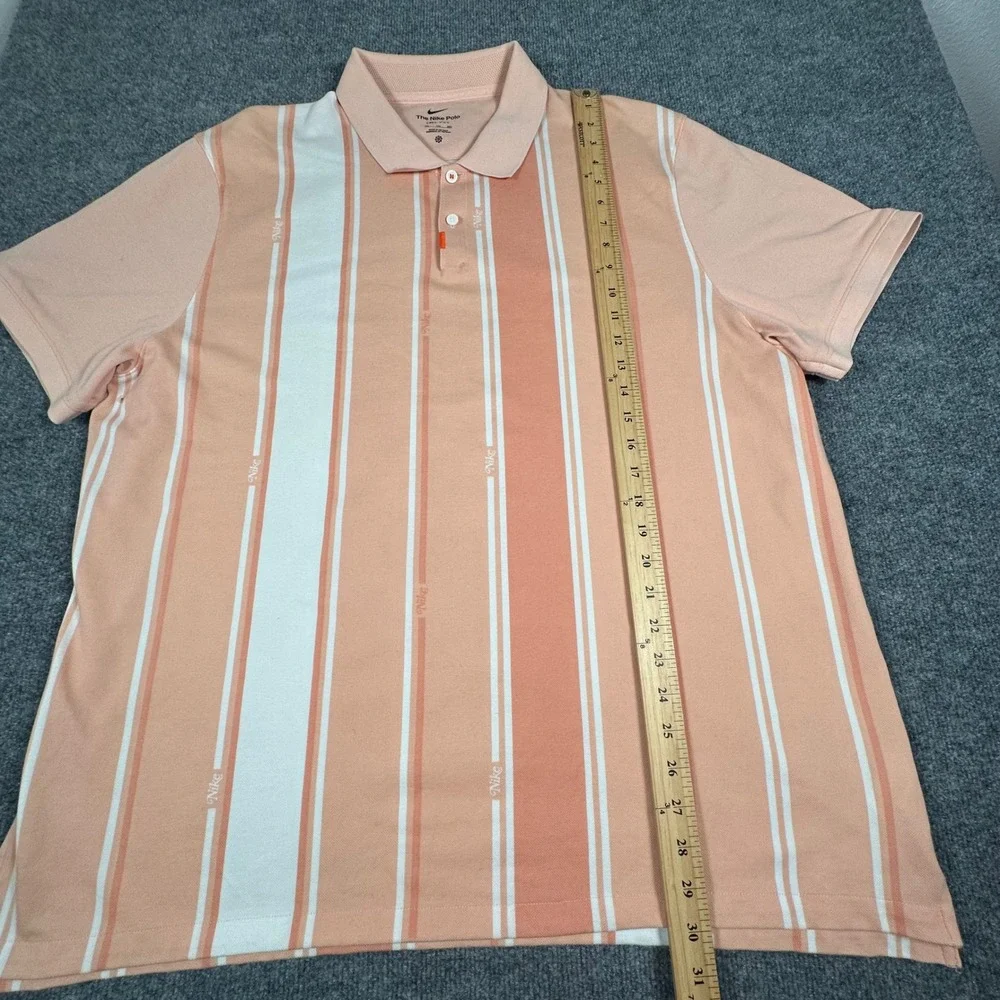Nike Polo Mens XXL Dri-FIT Orange White Striped Short Sleeve Golf Shirt